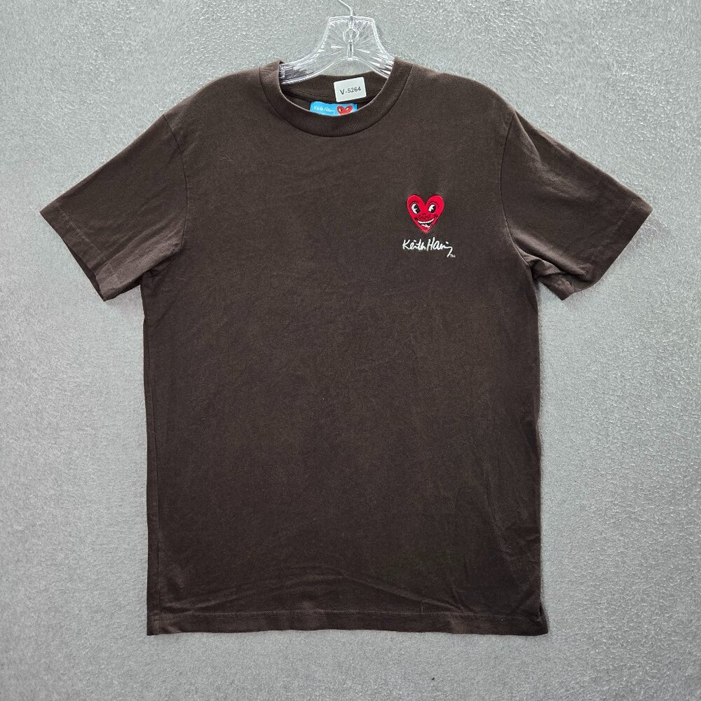 Keith Haring x Show Palace Men Shirts Small Brown Logo Heart Embroidered